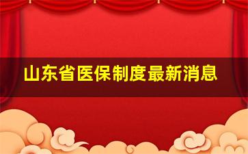 山东省医保制度最新消息