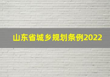 山东省城乡规划条例2022