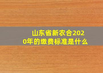 山东省新农合2020年的缴费标准是什么