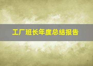 工厂班长年度总结报告