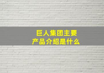 巨人集团主要产品介绍是什么