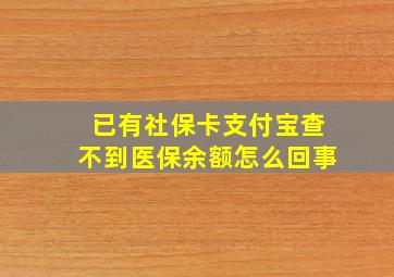 已有社保卡支付宝查不到医保余额怎么回事