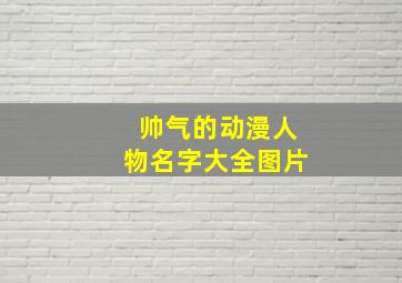 帅气的动漫人物名字大全图片