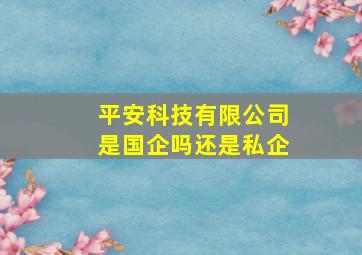 平安科技有限公司是国企吗还是私企