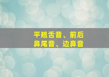 平翘舌音、前后鼻尾音、边鼻音