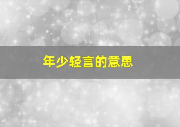 年少轻言的意思