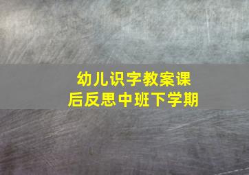 幼儿识字教案课后反思中班下学期