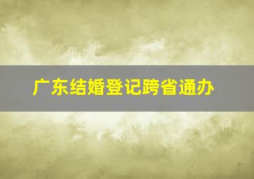 广东结婚登记跨省通办