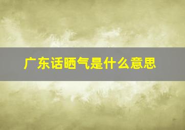 广东话晒气是什么意思