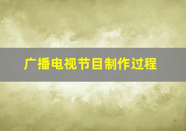 广播电视节目制作过程