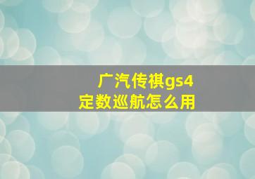 广汽传祺gs4定数巡航怎么用