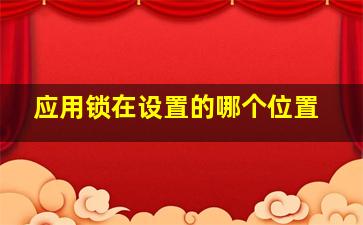 应用锁在设置的哪个位置