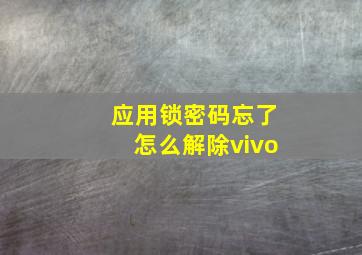 应用锁密码忘了怎么解除vivo