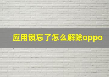 应用锁忘了怎么解除oppo