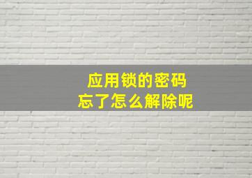 应用锁的密码忘了怎么解除呢