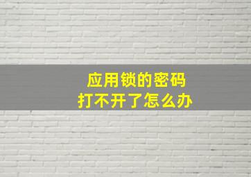 应用锁的密码打不开了怎么办