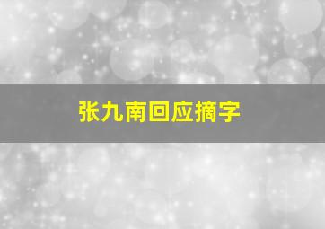 张九南回应摘字