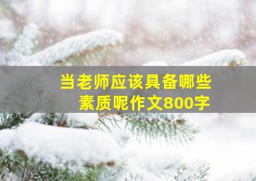 当老师应该具备哪些素质呢作文800字