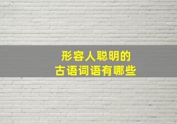 形容人聪明的古语词语有哪些