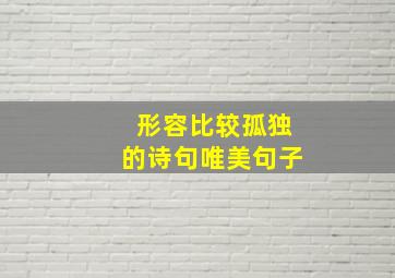 形容比较孤独的诗句唯美句子