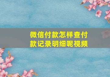 微信付款怎样查付款记录明细呢视频