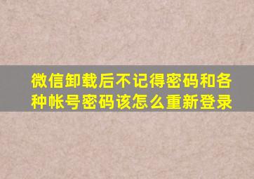 微信卸载后不记得密码和各种帐号密码该怎么重新登录