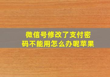 微信号修改了支付密码不能用怎么办呢苹果