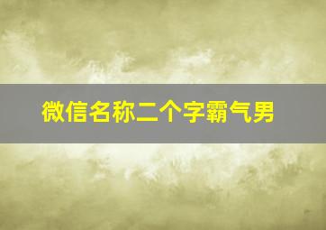 微信名称二个字霸气男