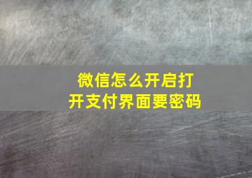 微信怎么开启打开支付界面要密码