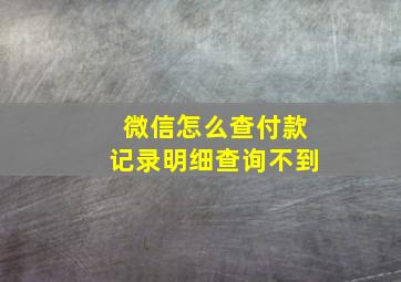 微信怎么查付款记录明细查询不到