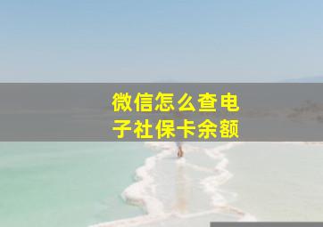 微信怎么查电子社保卡余额