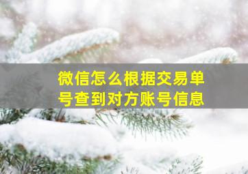 微信怎么根据交易单号查到对方账号信息