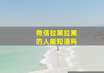 微信拉黑拉黑的人能知道吗