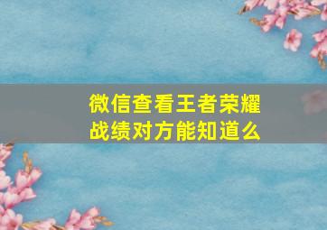 微信查看王者荣耀战绩对方能知道么