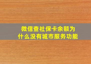 微信查社保卡余额为什么没有城市服务功能