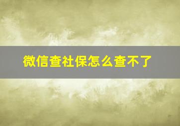 微信查社保怎么查不了