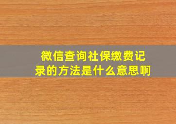 微信查询社保缴费记录的方法是什么意思啊