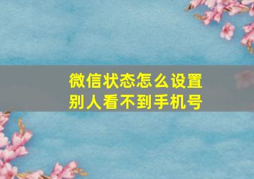 微信状态怎么设置别人看不到手机号