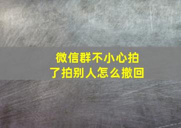 微信群不小心拍了拍别人怎么撤回