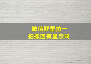 微信群里拍一拍撤回有显示吗