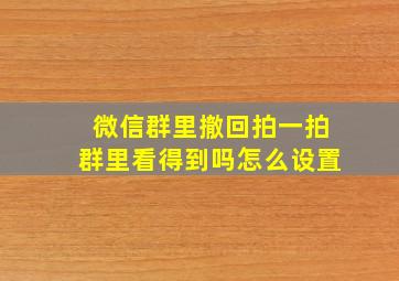 微信群里撤回拍一拍群里看得到吗怎么设置