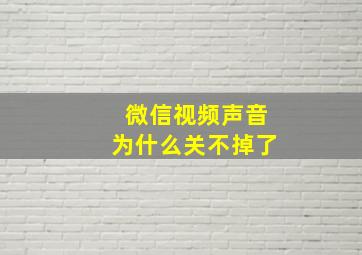 微信视频声音为什么关不掉了