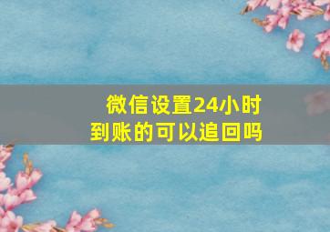 微信设置24小时到账的可以追回吗