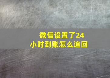 微信设置了24小时到账怎么追回