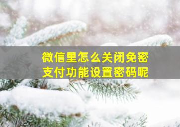 微信里怎么关闭免密支付功能设置密码呢