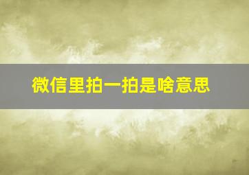 微信里拍一拍是啥意思