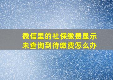 微信里的社保缴费显示未查询到待缴费怎么办