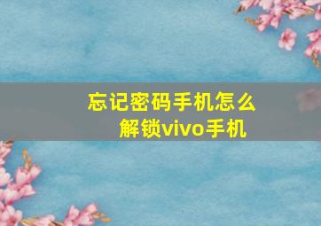 忘记密码手机怎么解锁vivo手机