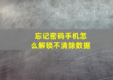 忘记密码手机怎么解锁不清除数据