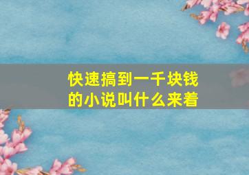 快速搞到一千块钱的小说叫什么来着